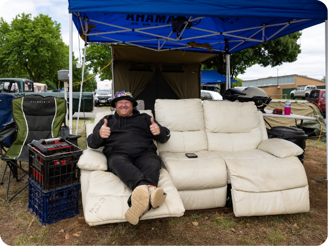 Man camping at Summernats