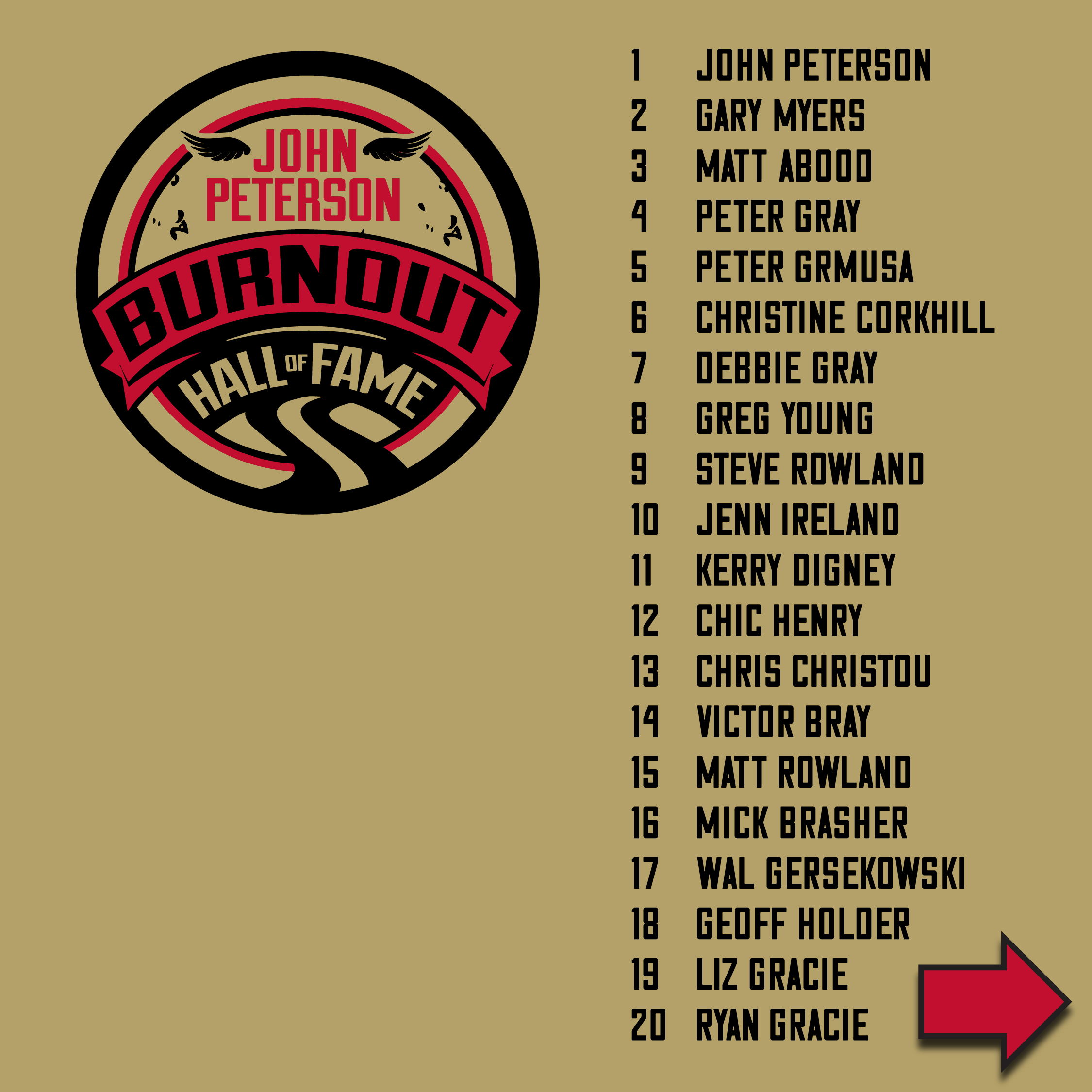 John Peterson Burnout Hall Of Fame List